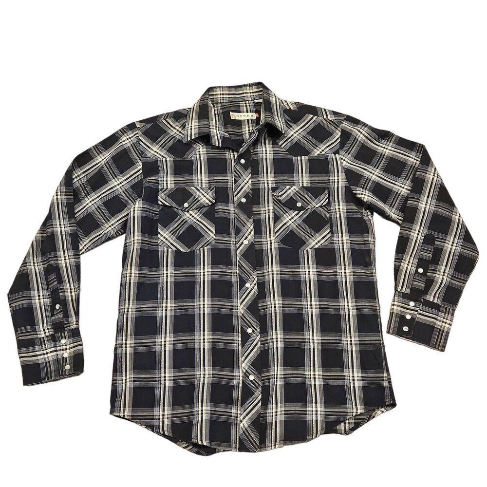 Roper Pearl Snap Men's Long Sleeve Button Down Plaid Shirt Size Medium